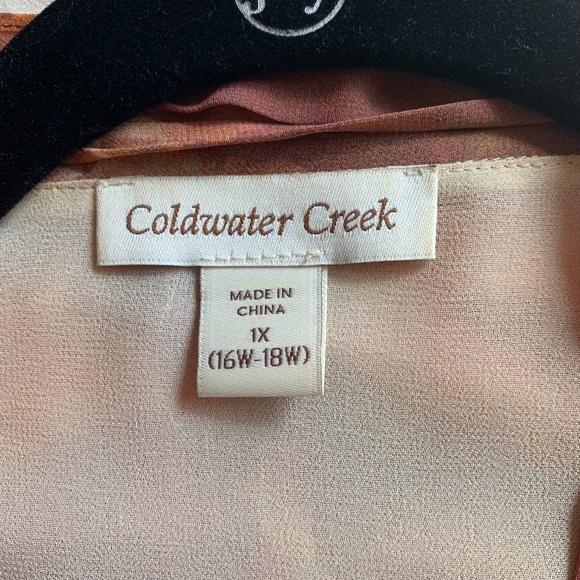 Coldwater Creek Sleeveless Watercolor Floral Front Tie Chiffon Blouse Size 1X - Picture 4 of 7